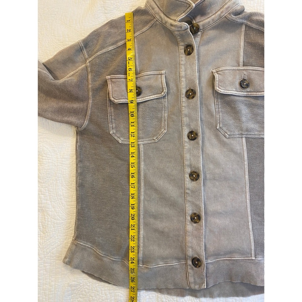 Anthropologie Pilcro & the Letterpress Mixed Media Corduroy Shacket Taupe Medium - Picture 6 of 9